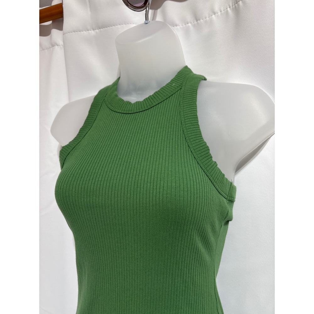 Victoria's‎ Secret PINK Ribbed Racerback Midi Dress Green Slit XS - Picture 3 of 10